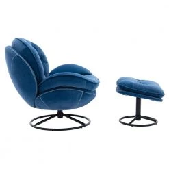 Blue Velvet Swivel and Tufted Barrel Chair with Ottoman Set by JASMODER -JASMODER Sales Store blue jasmoder accent chairs w67632623 c3 1000