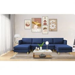 122 in. W 5 Seat Square Arm Polyester U Shaped Sofa in Blue by JASMODER 17 122 in. W 5 Seat Square Arm Polyester U Shaped Sofa in Blue by JASMODER -JASMODER Sales Store blue jasmoder sofas couches w223s01388 31 1000