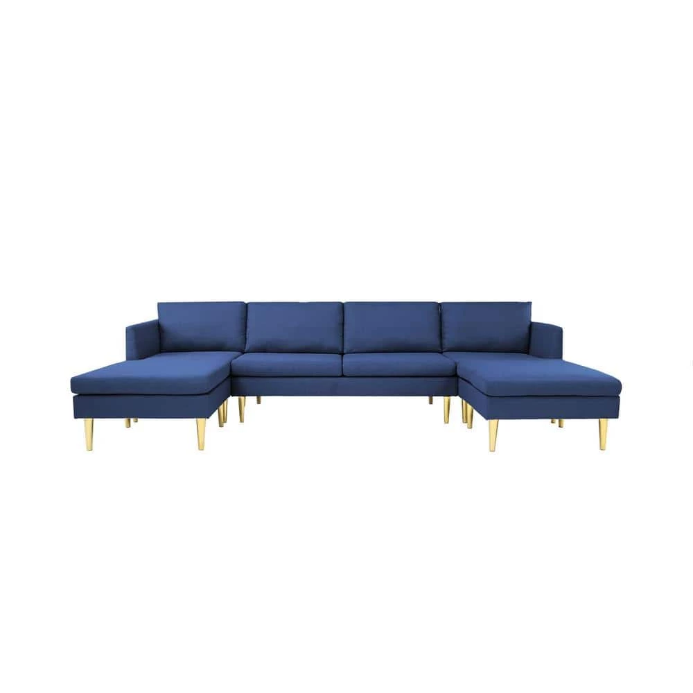 122 in. W 5 Seat Square Arm Polyester U Shaped Sofa in Blue by JASMODER 3 122 in. W 5 Seat Square Arm Polyester U Shaped Sofa in Blue by JASMODER