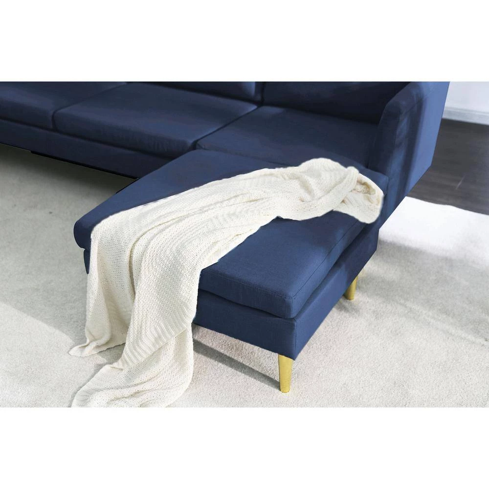 122 in. W 5 Seat Square Arm Polyester U Shaped Sofa in Blue by JASMODER 8 122 in. W 5 Seat Square Arm Polyester U Shaped Sofa in Blue by JASMODER - Image 6