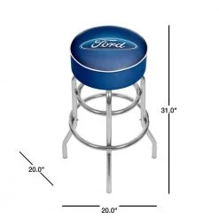 Oval 31 in. Chrome Swivel Cushioned Bar Stool by Trademark -JASMODER Sales Store blue trademark bar stools fd1000 40 1000