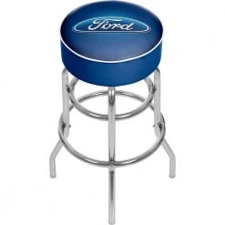 Oval 31 in. Chrome Swivel Cushioned Bar Stool by Trademark