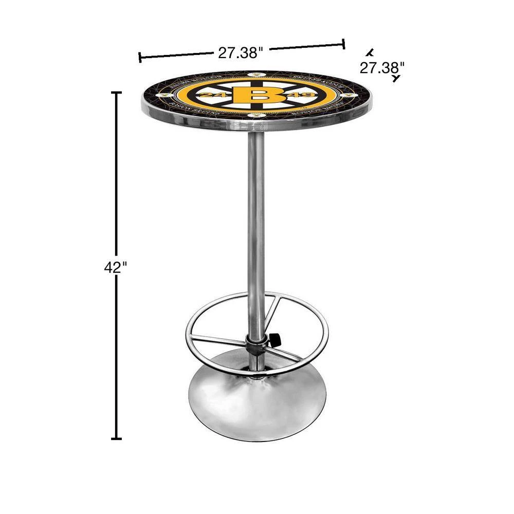 NHL Vintage Boston Bruins Chrome Pub/Bar Table by Trademark 4 NHL Vintage Boston Bruins Chrome Pub/Bar Table by Trademark - Image 2