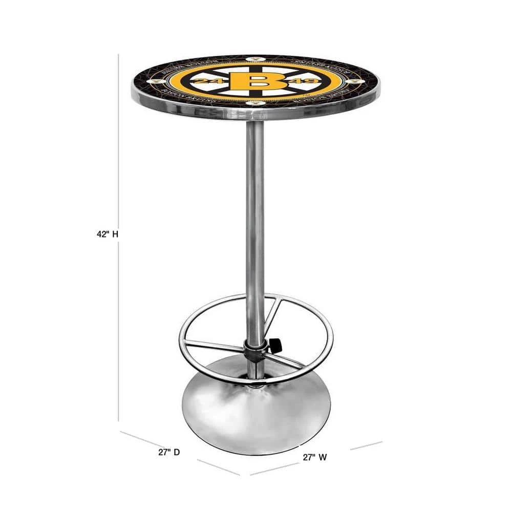 NHL Vintage Boston Bruins Chrome Pub/Bar Table by Trademark 6 NHL Vintage Boston Bruins Chrome Pub/Bar Table by Trademark - Image 4