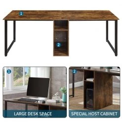 78.7 in. Brown and Black Computer Desk by JASMODER -JASMODER Sales Store brown and black jasmoder computer desks wf198327aat fa 1000