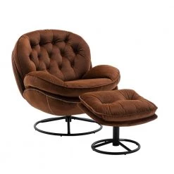 Brown Velvet Swivel and Tufted Barrel Chair with Ottoman Set by JASMODER 16 Brown Velvet Swivel and Tufted Barrel Chair with Ottoman Set by JASMODER -JASMODER Sales Store brown jasmoder accent chairs w67641178 44 1000