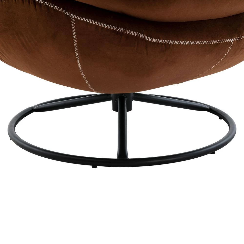 Brown Velvet Swivel and Tufted Barrel Chair with Ottoman Set by JASMODER 5 Brown Velvet Swivel and Tufted Barrel Chair with Ottoman Set by JASMODER - Image 3