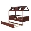 42.9 in. W Brown Twin Frame Canopy Bed House Bed with Trundle by JASMODER 1 42.9 in. W Brown Twin Frame Canopy Bed House Bed with Trundle by JASMODER -JASMODER Sales Store brown jasmoder canopy beds lp000085aap 64 1000