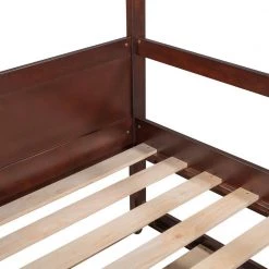 42.9 in. W Brown Twin Frame Canopy Bed House Bed with Trundle by JASMODER -JASMODER Sales Store brown jasmoder canopy beds lp000085aap c3 1000