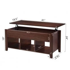 43.3 in. Brown Rectangle Wood Multipurpose Coffee Table with Lift Top Drawers, Open shelf and Storage by JASMODER -JASMODER Sales Store brown jasmoder coffee tables w121547648 4f 1000