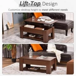 39 in. Brown Rectangle Wood Modern Lift-Top Coffee Table with Storage, Sofa Table For Living Room by JASMODER -JASMODER Sales Store brown jasmoder coffee tables w128546502 1f 1000