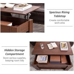 39 in. Brown Rectangle Wood Modern Lift-Top Coffee Table with Storage, Sofa Table For Living Room by JASMODER -JASMODER Sales Store brown jasmoder coffee tables w128546502 4f 1000