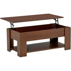 39 in. Brown Rectangle Wood Modern Lift-Top Coffee Table with Storage, Sofa Table For Living Room by JASMODER