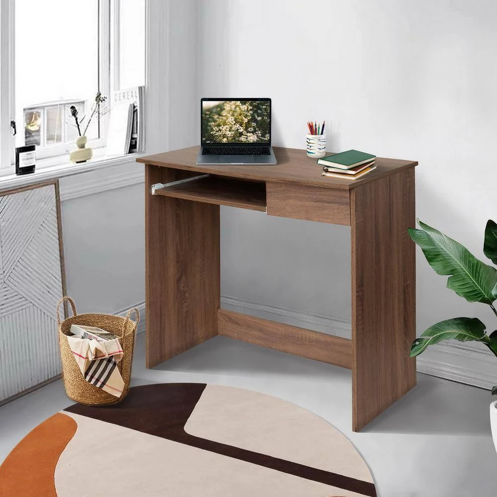 31.5 in. Brown Computer Desk with Drawers by JASMODER 4 31.5 in. Brown Computer Desk with Drawers by JASMODER - Image 3