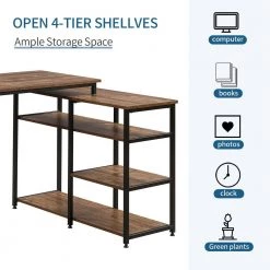 47.25 in. Brown Computer Desk with Shelving by JASMODER -JASMODER Sales Store brown jasmoder computer desks wf194826aad 76 1000