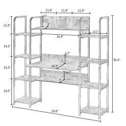 63 in. Brown Computer Desk with Hutch and Bookshelves by JASMODER -JASMODER Sales Store brown jasmoder computer desks wf198330aat 1f 1000