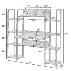 63 in. Brown Computer Desk with Hutch and Bookshelves by JASMODER -JASMODER Sales Store brown jasmoder computer desks wf198330aat 31 1000