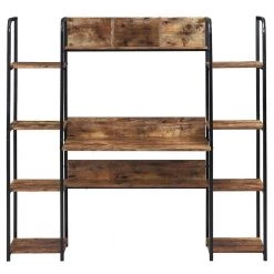 63 in. Brown Computer Desk with Hutch and Bookshelves by JASMODER -JASMODER Sales Store brown jasmoder computer desks wf198330aat 77 1000