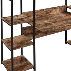 63 in. Brown Computer Desk with Hutch and Bookshelves by JASMODER -JASMODER Sales Store brown jasmoder computer desks wf198330aat fa 1000