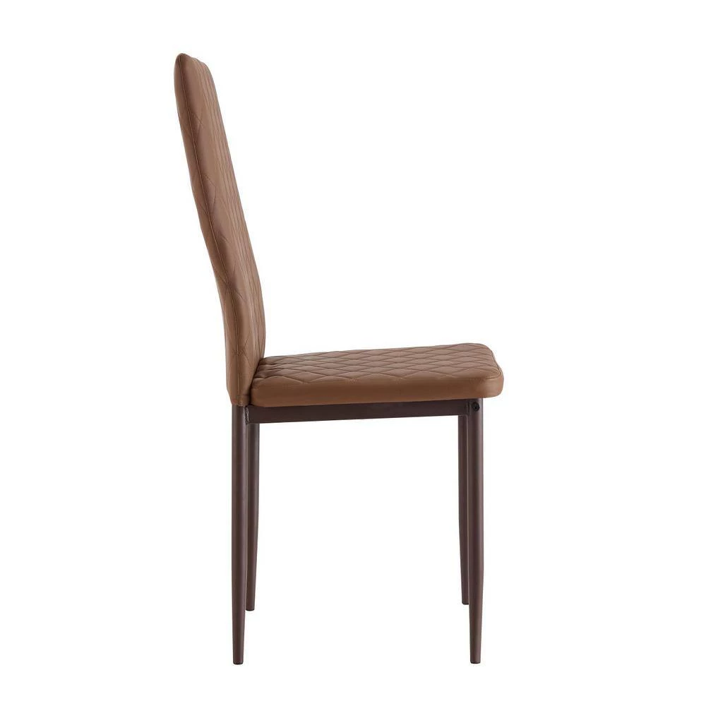 Brown Faux Leather Parsons Chair Set of 4 by JASMODER 4 Brown Faux Leather Parsons Chair Set of 4 by JASMODER - Image 2