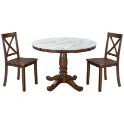 5 Pieces Dining Table and Chairs Set for 4-Persons, Kitchen Room Solid Wood Table with 4-Chairs by JASMODER -JASMODER Sales Store brown jasmoder dining room sets sg000341aaa 44 1000