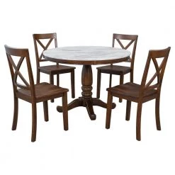 5 Pieces Dining Table and Chairs Set for 4-Persons, Kitchen Room Solid Wood Table with 4-Chairs by JASMODER