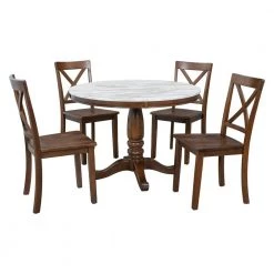 5 Pieces Dining Table and Chairs Set for 4-Persons, Kitchen Room Solid Wood Table with 4-Chairs by JASMODER -JASMODER Sales Store brown jasmoder dining room sets sg000341aaa 76 1000