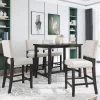 5-Piece Rustic Wooden Counter Height Dining Table Set with 4-Upholstered Chairs for Small Places, Espressoplus Beige by JASMODER