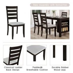 5-Piece Rectangle Brown Wood Top Dining Room Set, for Home or Commercial Use (Seats 4) by JASMODER -JASMODER Sales Store brown jasmoder dining room sets sh000217aap 1f 1000