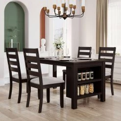 5-Piece Rectangle Brown Wood Top Dining Room Set, for Home or Commercial Use (Seats 4) by JASMODER -JASMODER Sales Store brown jasmoder dining room sets sh000217aap 31 1000