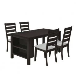5-Piece Rectangle Brown Wood Top Dining Room Set, for Home or Commercial Use (Seats 4) by JASMODER