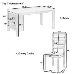 5-Piece Rectangle Brown Wood Top Dining Room Set, for Home or Commercial Use (Seats 4) by JASMODER -JASMODER Sales Store brown jasmoder dining room sets sh000217aap 76 1000