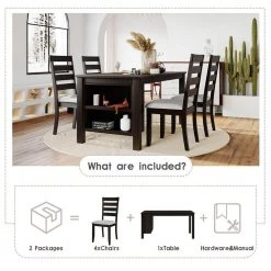 5-Piece Rectangle Brown Wood Top Dining Room Set, for Home or Commercial Use (Seats 4) by JASMODER -JASMODER Sales Store brown jasmoder dining room sets sh000217aap fa 1000