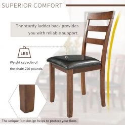 6-Piece Kitchen Simple Wooden Dining Table and Chair with Bench, PU Cushion by JASMODER 15 6-Piece Kitchen Simple Wooden Dining Table and Chair with Bench, PU Cushion by JASMODER -JASMODER Sales Store brown jasmoder dining room sets st000016aad 1f 1000