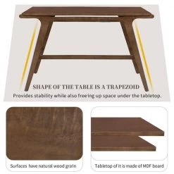 5-Piece Rectangle Brown Wood Top Dining Room Set, for Home or Commercial Use (Seats 4) by JASMODER -JASMODER Sales Store brown jasmoder dining room sets st000041aad 1f 1000