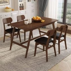 5-Piece Rectangle Brown Wood Top Dining Room Set, for Home or Commercial Use (Seats 4) by JASMODER -JASMODER Sales Store brown jasmoder dining room sets st000041aad 31 1000