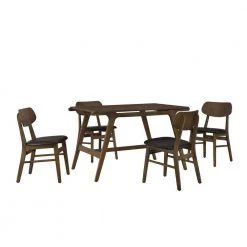 5-Piece Rectangle Brown Wood Top Dining Room Set, for Home or Commercial Use (Seats 4) by JASMODER