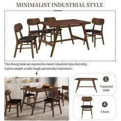 5-Piece Rectangle Brown Wood Top Dining Room Set, for Home or Commercial Use (Seats 4) by JASMODER -JASMODER Sales Store brown jasmoder dining room sets st000041aad fa 1000