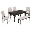 6-Piece Rectangle Brown Wood Top Dining Room Set, for Home or Commercial Use (Seats 6) by JASMODER