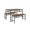 3-Piece Rectangle Brown Wood Top Dining Room Set, for Home or Commercial Use (Seats 4) by JASMODER