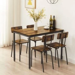 5-Piece Rectangle Brown Wood Top Dining Room Set, for Home or Commercial Use (Seats 4) by JASMODER -JASMODER Sales Store brown jasmoder dining room sets w116242790 31 1000