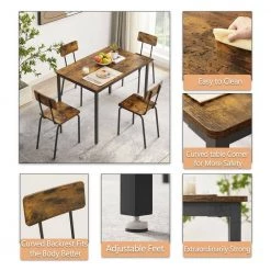 5-Piece Rectangle Brown Wood Top Dining Room Set, for Home or Commercial Use (Seats 4) by JASMODER -JASMODER Sales Store brown jasmoder dining room sets w116242790 fa 1000