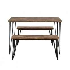 3-Piece Rectangle Brown Wood Top Dining Room Set, for Home or Commercial Use (Seats 4) by JASMODER -JASMODER Sales Store brown jasmoder dining room sets wf287063aad 44 1000