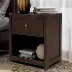 1-Drawer Brown Nightstand (25 in x 22 in x 17 in) by JASMODER -JASMODER Sales Store brown jasmoder nightstands wf194143aad 76 1000