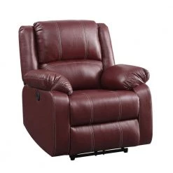 Brown Power Sofa Recliner in Faux Leather for Home, Office, or Living Room with USB charger by JASMODER