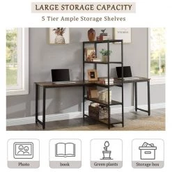 90.5 in. Brown/Yellow Computer Desk with Shelving by JASMODER 19 90.5 in. Brown/Yellow Computer Desk with Shelving by JASMODER -JASMODER Sales Store brown yellow jasmoder computer desks yl000002aat 31 1000