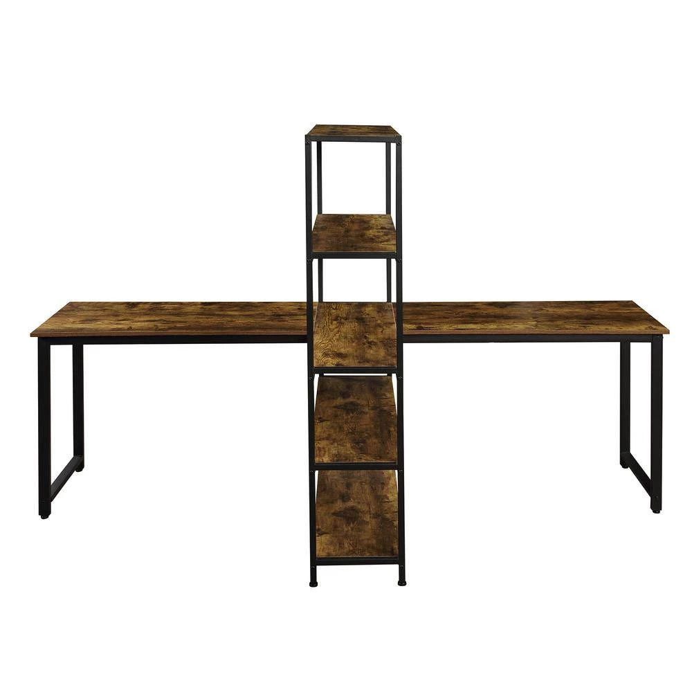 90.5 in. Brown/Yellow Computer Desk with Shelving by JASMODER 8 90.5 in. Brown/Yellow Computer Desk with Shelving by JASMODER - Image 6