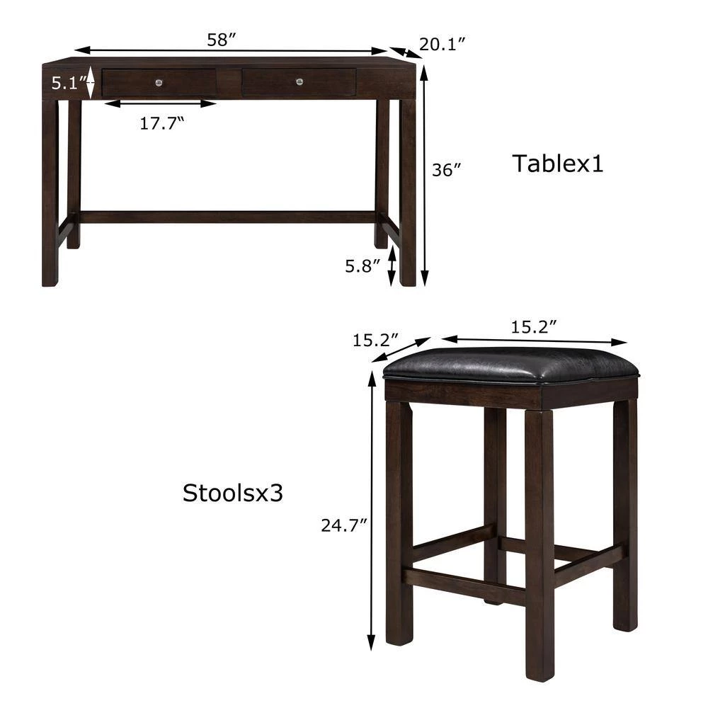 Built-In Power Sockets 4 Pieces Bar Dining Table Set with Fabric Padded Stools by JASMODER 9 Built-In Power Sockets 4 Pieces Bar Dining Table Set with Fabric Padded Stools by JASMODER - Image 7