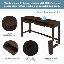 Built-In Power Sockets 4 Pieces Bar Dining Table Set with Fabric Padded Stools by JASMODER 15 Built-In Power Sockets 4 Pieces Bar Dining Table Set with Fabric Padded Stools by JASMODER -JASMODER Sales Store espresso jasmoder dining room sets sh000132aap fa 1000