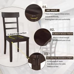 5-Piece Kitchen Dining Table Set Wood Table and Chairs Set for Dining Room by JASMODER 14 5-Piece Kitchen Dining Table Set Wood Table and Chairs Set for Dining Room by JASMODER -JASMODER Sales Store espresso jasmoder dining room sets st000015aap 4f 1000